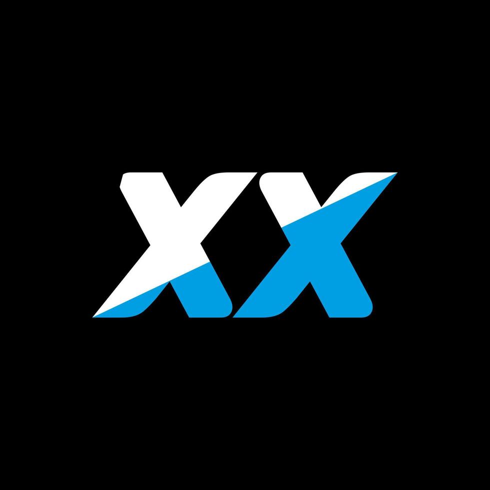 diseño del logotipo de la letra xx sobre fondo negro. xx concepto de logotipo de letra de iniciales creativas. diseño de icono xx. xx diseño de icono de letra blanca y azul sobre fondo negro. XX vector