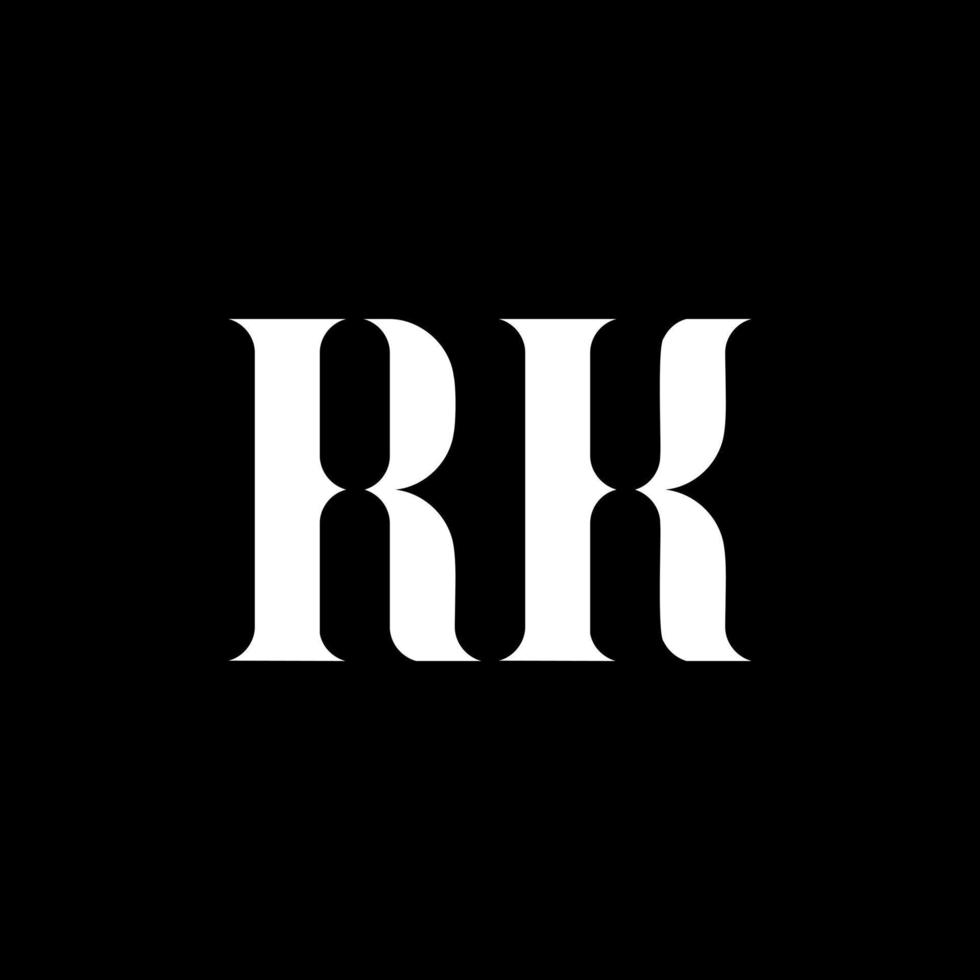 RK R K letter logo design. Initial letter RK uppercase monogram logo white color. RK logo, R K design. RK, R K vector