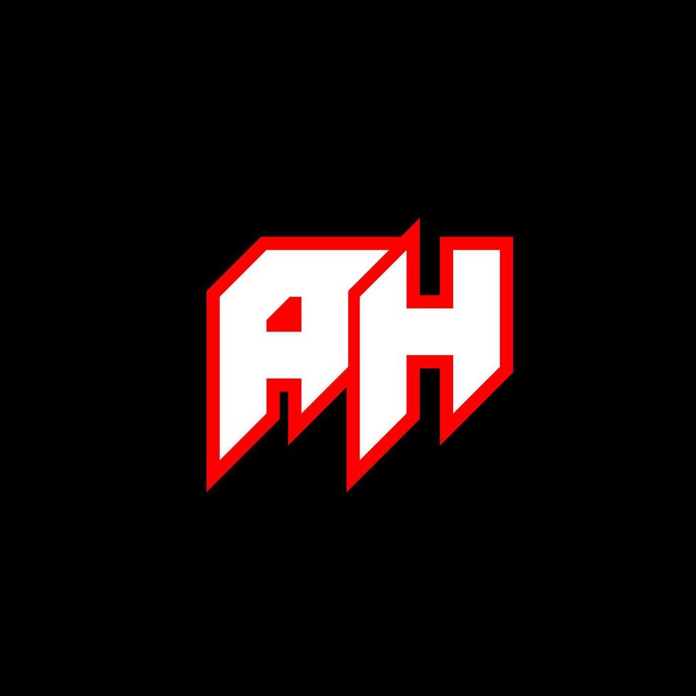 AH letter logo design on black background. AH creative initials letter logo concept. ah icon design. AH white and red letter icon design on black background. A H vector
