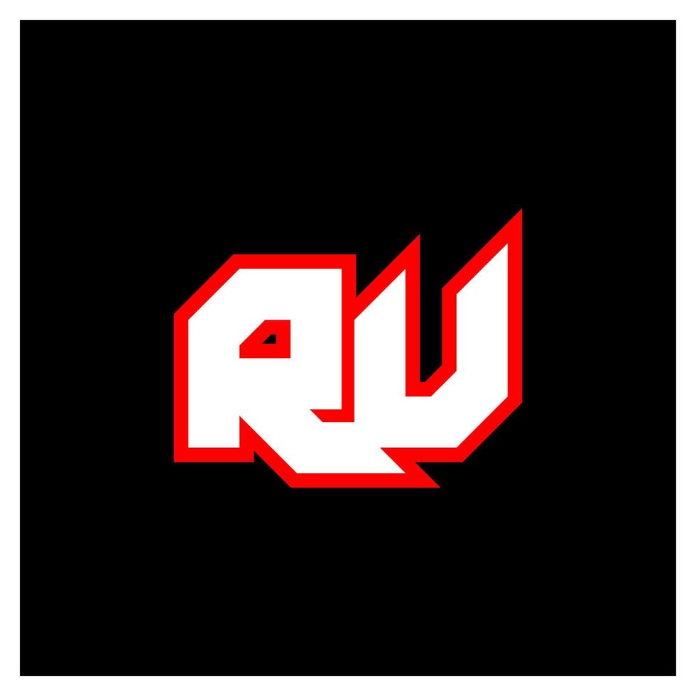 RU logo design, initial RU letter design with sci-fi style. RU logo for game, esport, Technology, Digital, Community or Business. R U sport modern Italic alphabet font. Typography urban style fonts. vector