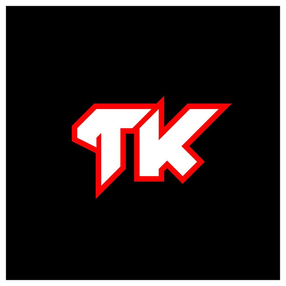 TK logo design, initial TK letter design with sci-fi style. TK logo for game, esport, Technology, Digital, Community or Business. T K sport modern Italic alphabet font. Typography urban style fonts. vector