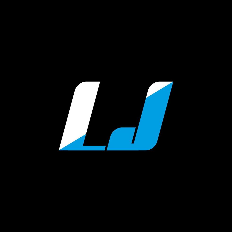 diseño de logotipo de letra lj sobre fondo negro. Concepto de logotipo de letra de iniciales creativas lj. diseño de icono lj. lj diseño de icono de letra blanca y azul sobre fondo negro. lj vector