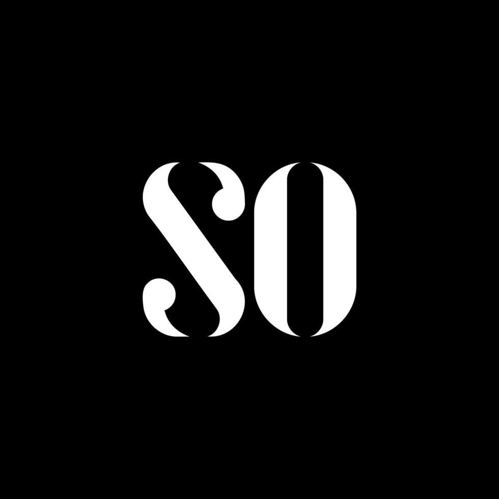 SO S O letter logo design. Initial letter SO uppercase monogram logo white color. SO logo, S O design. SO, S O vector