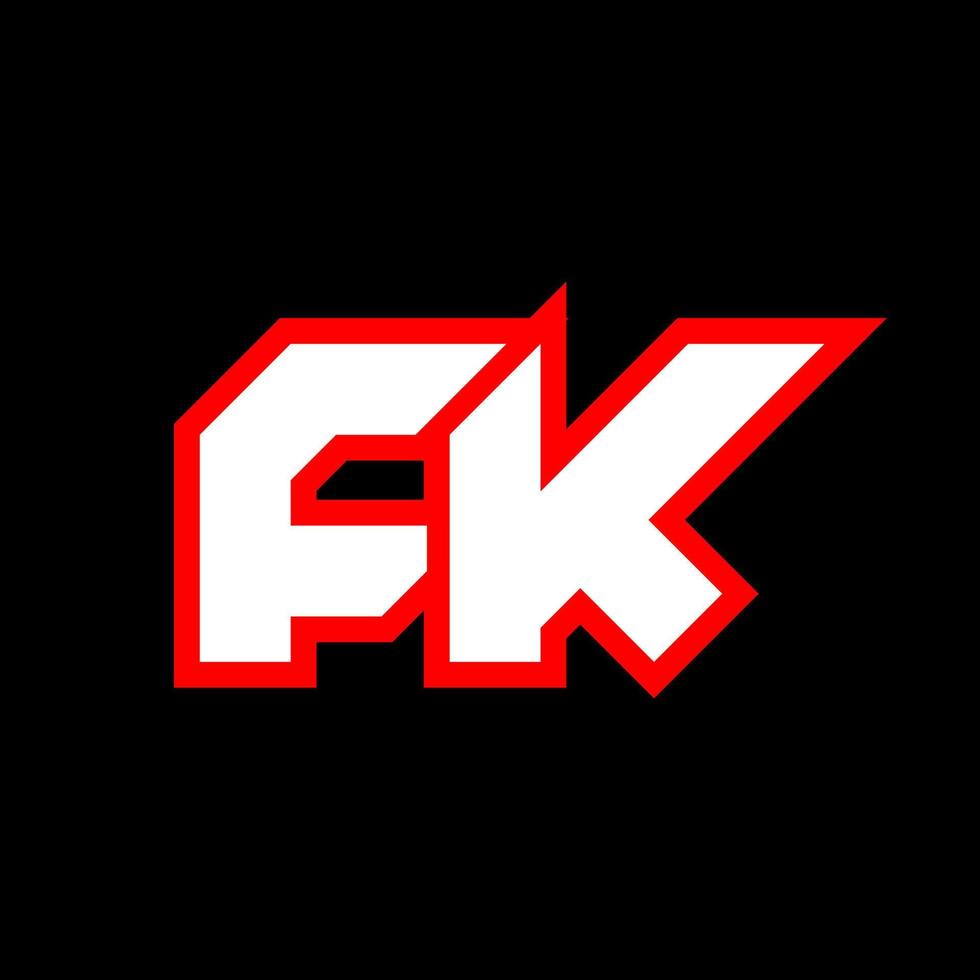 FK logo design, initial FK letter design with sci-fi style. FK logo for game, esport, Technology, Digital, Community or Business. F K sport modern Italic alphabet font. Typography urban style fonts. vector