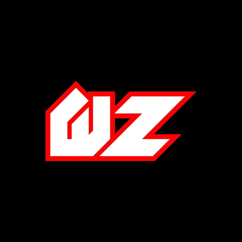 WZ logo design, initial WZ letter design with sci-fi style. WZ logo for game, esport, Technology, Digital, Community or Business. W Z sport modern Italic alphabet font. Typography urban style fonts. vector