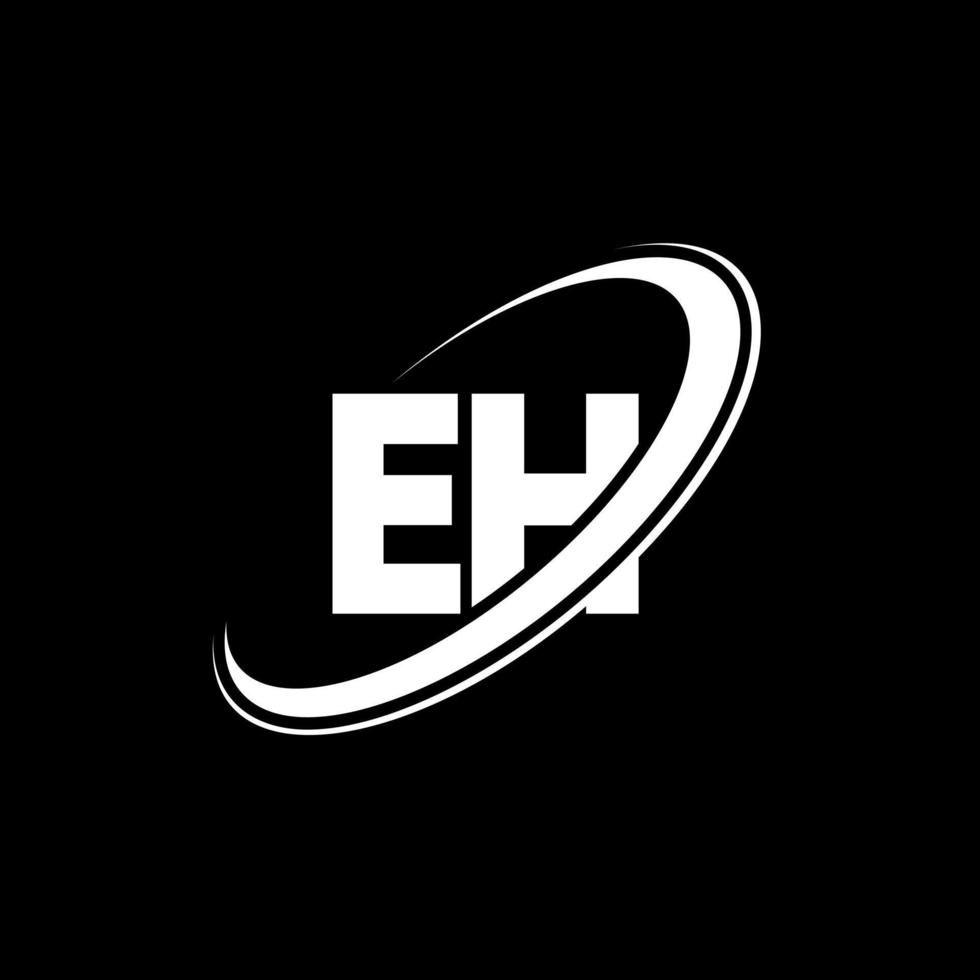 EH E H letter logo design. Initial letter EH linked circle uppercase monogram logo red and blue. EH logo, E H design. eh, e h vector