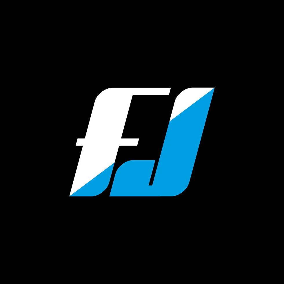 FJ letter logo design on black background. FJ creative initials letter logo concept. fj icon design. FJ white and blue letter icon design on black background. F J vector