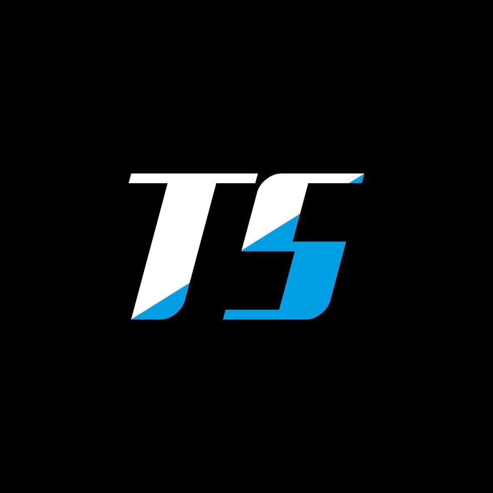 diseño de logotipo de letra ts sobre fondo negro. concepto de logotipo de letra de iniciales creativas ts. diseño de icono de ts. ts diseño de icono de letra blanca y azul sobre fondo negro. t vector