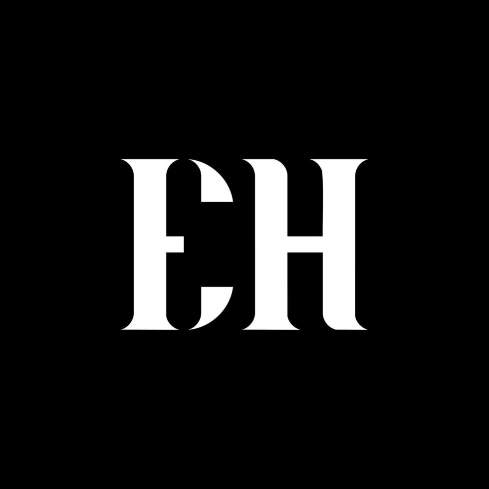 EH E H letter logo design. Initial letter EH uppercase monogram logo white color. EH logo, E H design. EH, E H vector