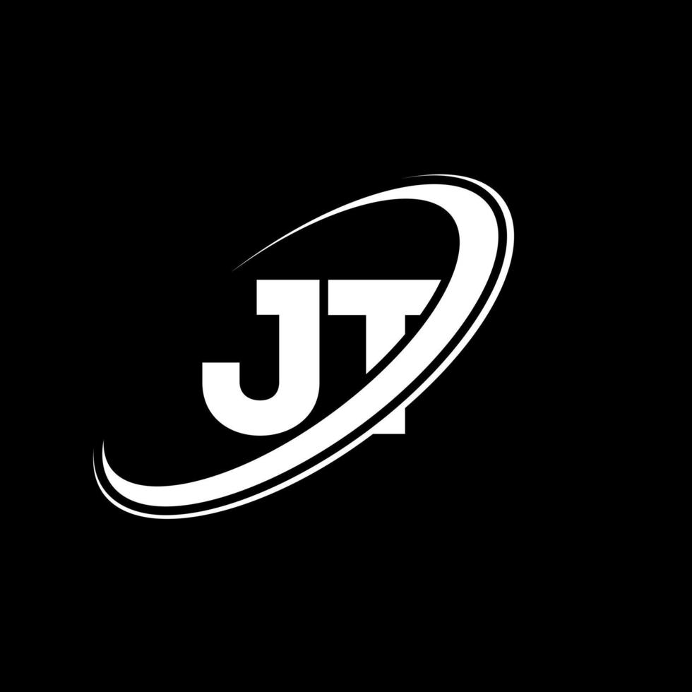 diseño del logotipo de la letra jt jt. letra inicial jt círculo vinculado en mayúsculas logo monograma rojo y azul. logotipo jt, diseño jt. jt, jt vector