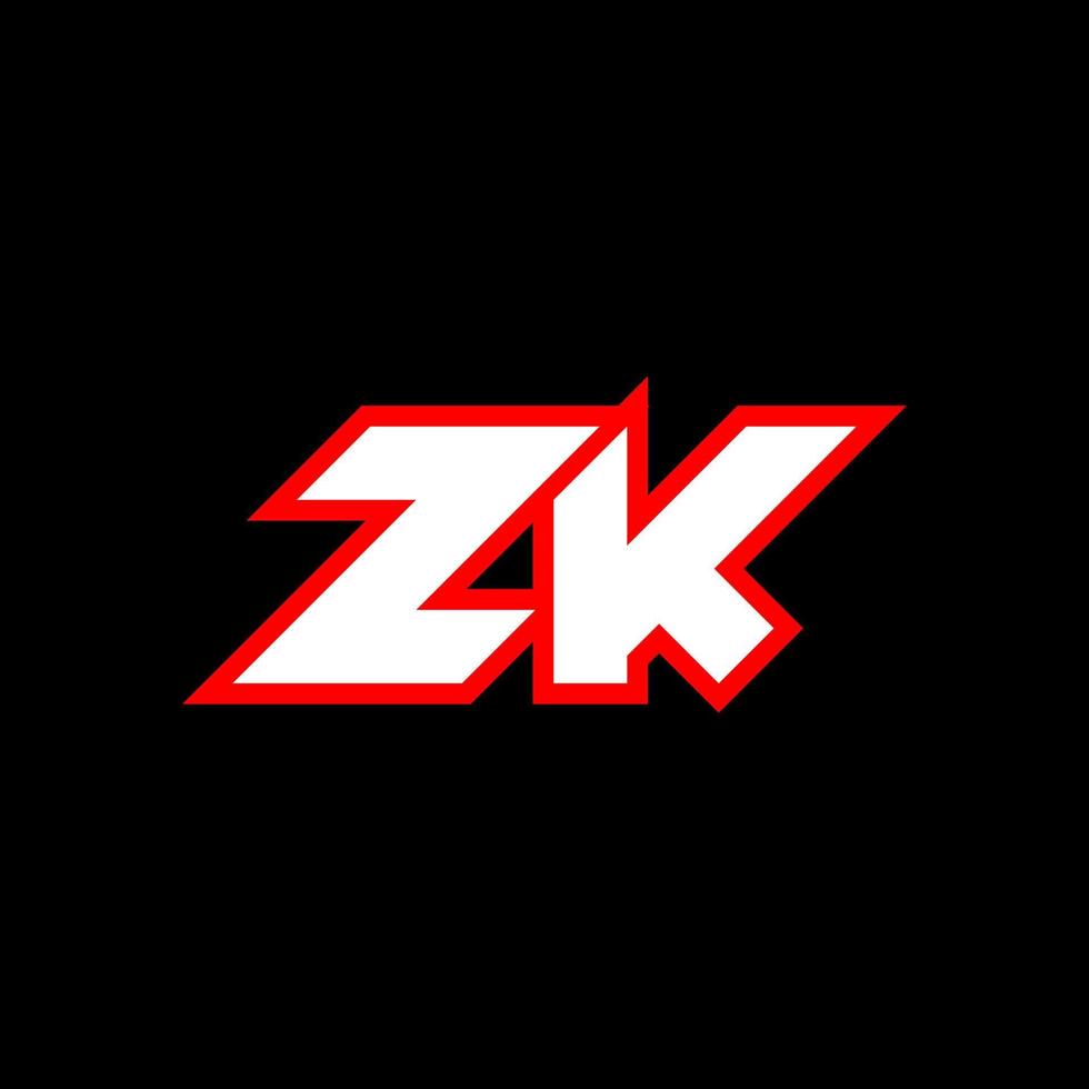 Diseño de logotipo zk, diseño inicial de letras zk con estilo de ciencia ficción. logotipo zk para juegos, deportes, tecnología, digital, comunidad o negocios. fuente de alfabeto cursiva moderna zk sport. fuentes tipográficas de estilo urbano. vector