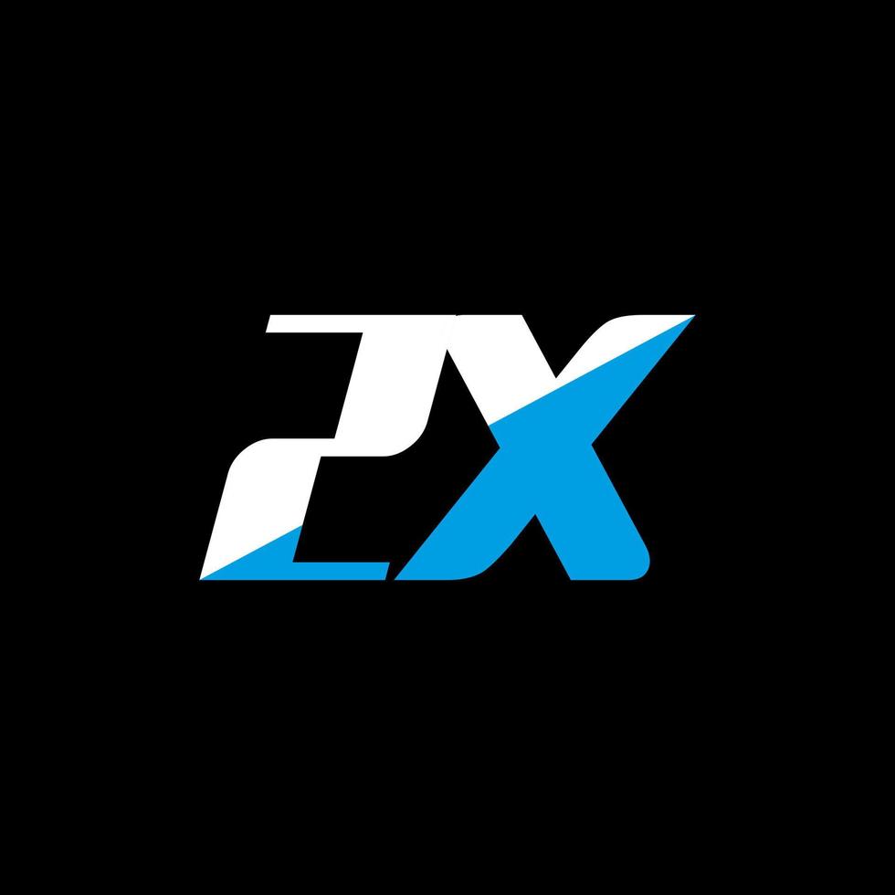 ZX letter logo design on black background. ZX creative initials letter logo concept. ZX icon design. ZX white and blue letter icon design on black background. Z X vector