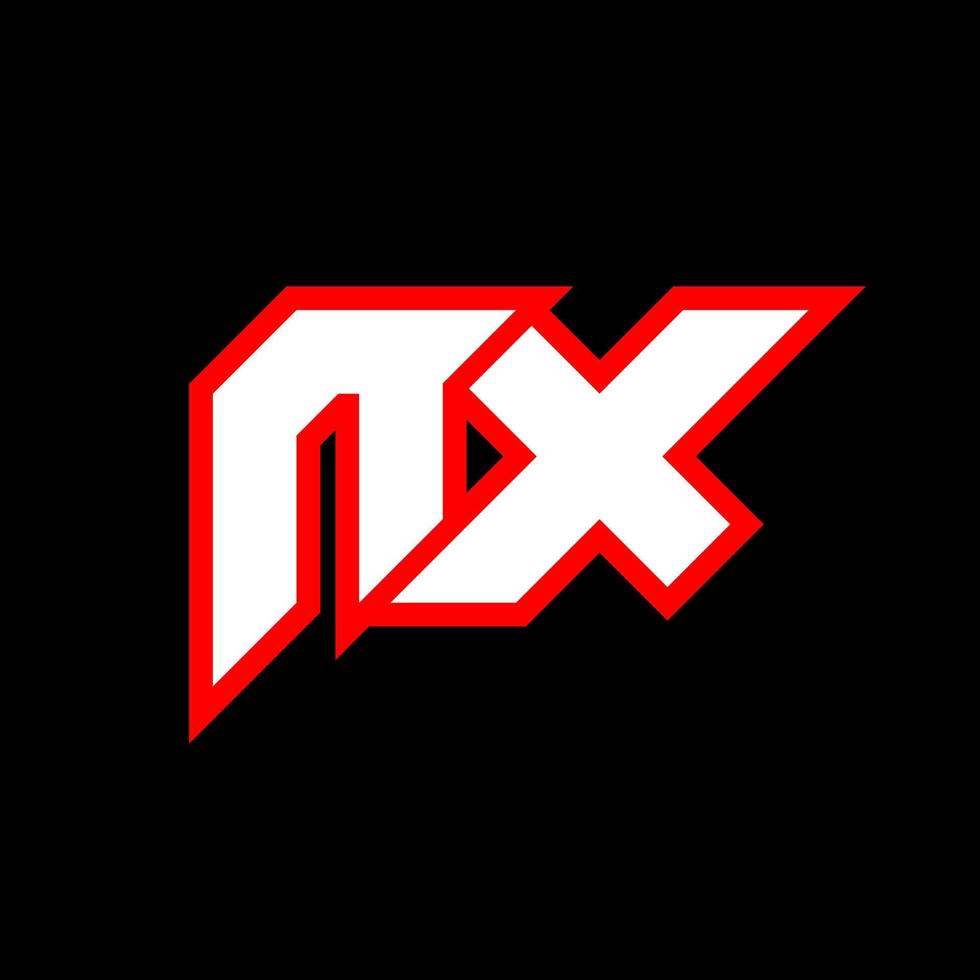 Diseño de logotipo nx, diseño inicial de letras nx con estilo de ciencia ficción. logotipo nx para juegos, deportes, tecnología, digital, comunidad o negocios. nx sport fuente de alfabeto cursiva moderna. fuentes tipográficas de estilo urbano. vector