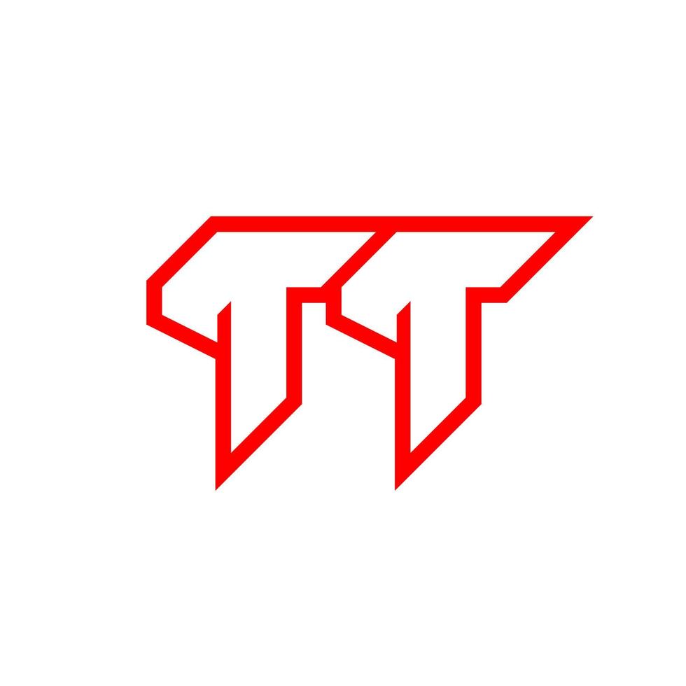 diseño de logotipo tt, diseño de letra tt inicial con estilo de ciencia ficción. logotipo tt para juegos, deportes, tecnología, digital, comunidad o negocios. tt sport fuente de alfabeto cursiva moderna. fuentes tipográficas de estilo urbano. vector