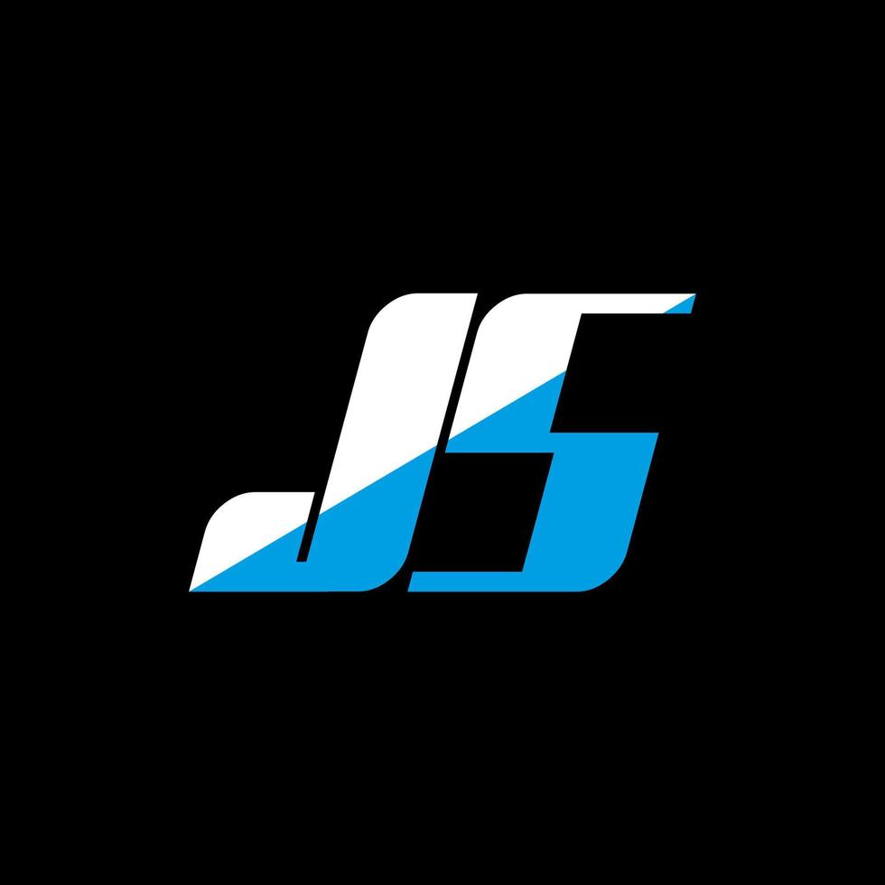 diseño de logotipo de letra js sobre fondo negro. concepto de logotipo de letra de iniciales creativas js. diseño de icono js. js diseño de icono de letra blanca y azul sobre fondo negro. js vector