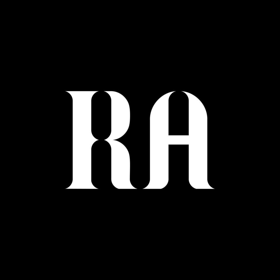 diseño del logotipo de la letra ra ra. letra inicial ra mayúscula monograma logo color blanco. logotipo de ra, diseño de ra. ra, ra vector