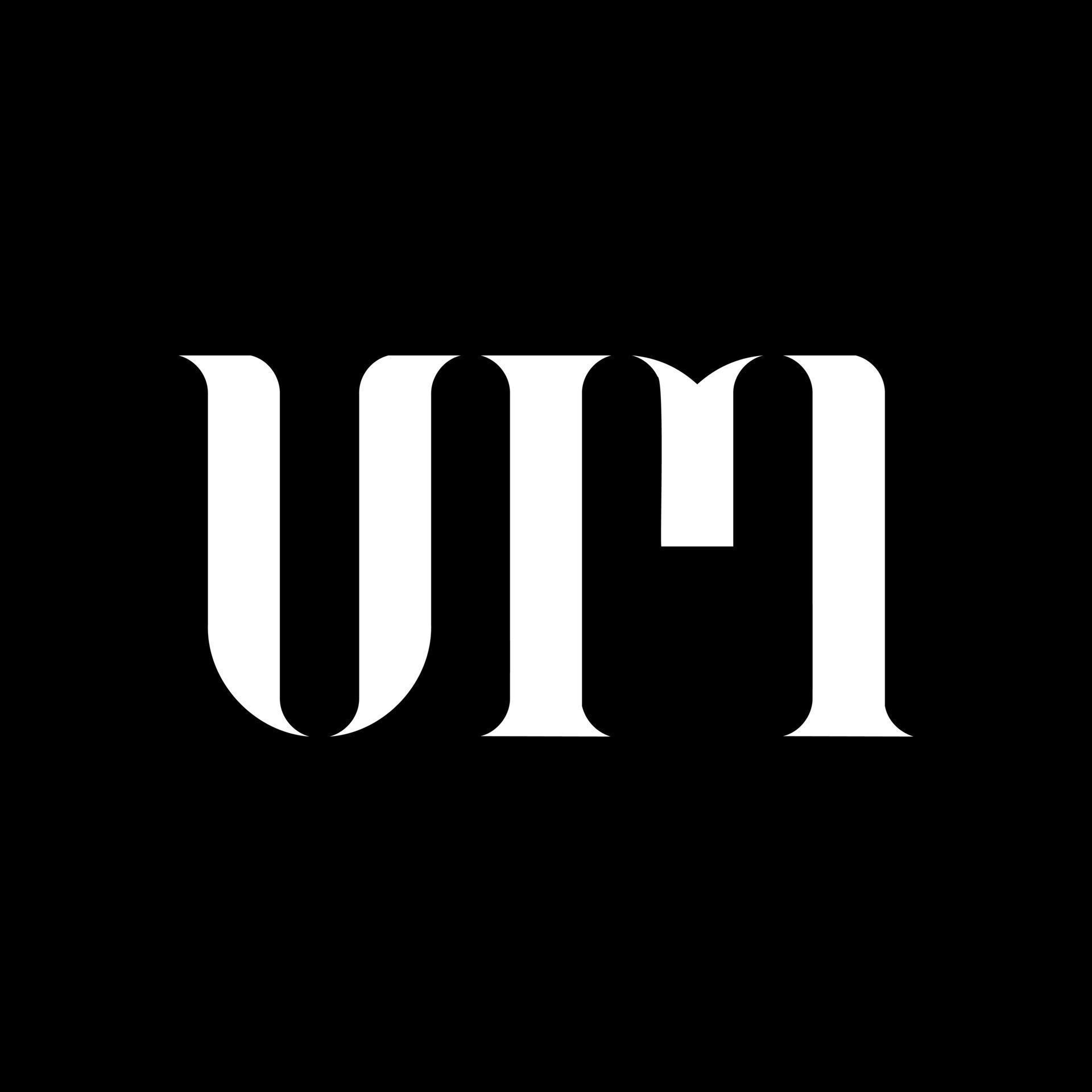 UM U M letter logo design Initial letter UM linked circle uppercase