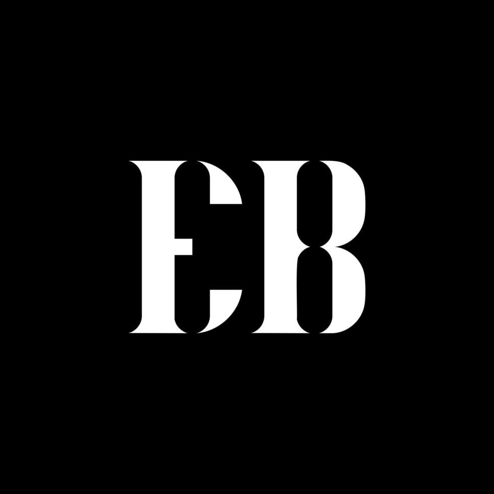 EB E B letter logo design. Initial letter EB uppercase monogram logo white color. EB logo, E B design. EB, E B vector