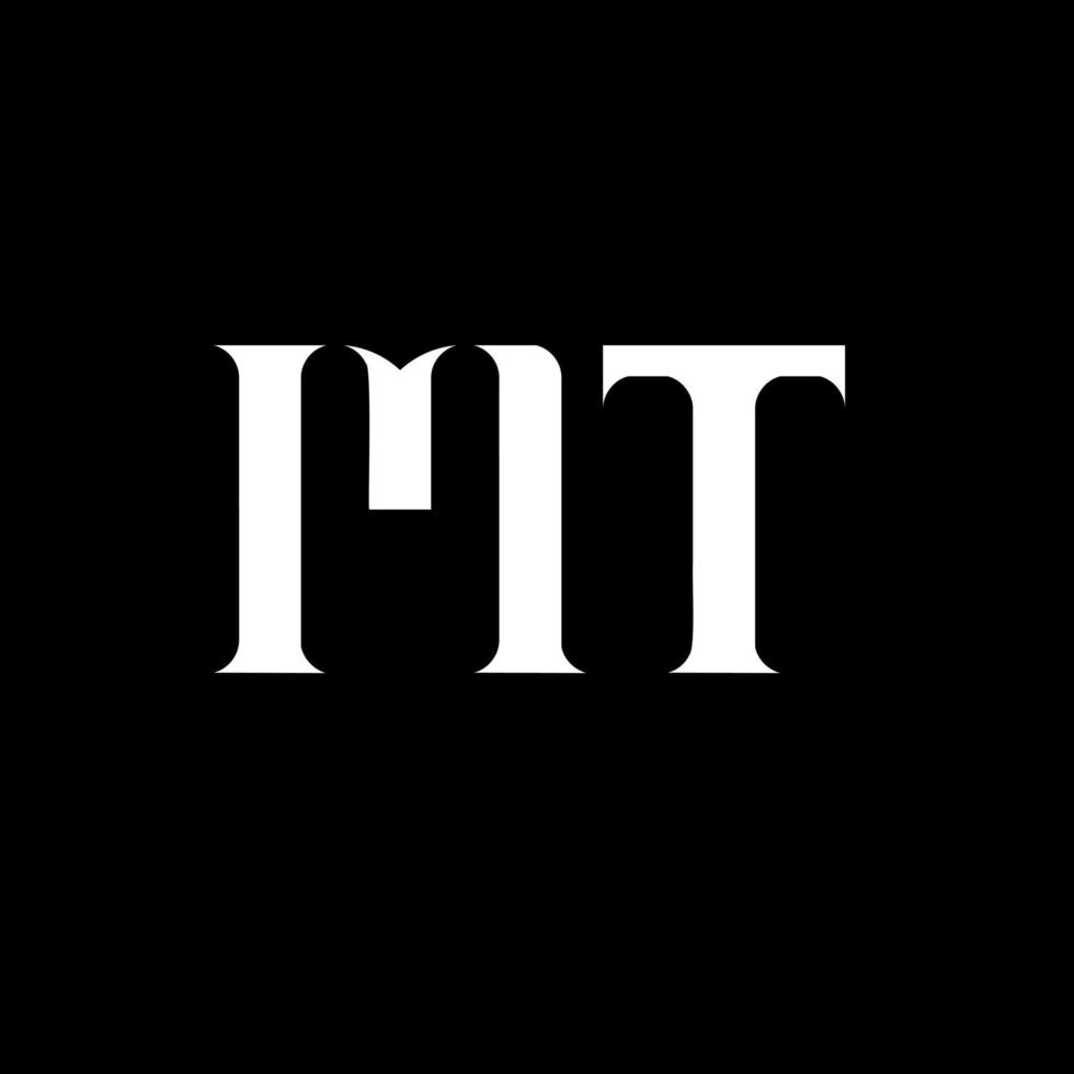 diseño del logotipo de la letra mt mt. letra inicial mt mayúscula monograma logo color blanco. logotipo mt, diseño mt. mt, mt vector