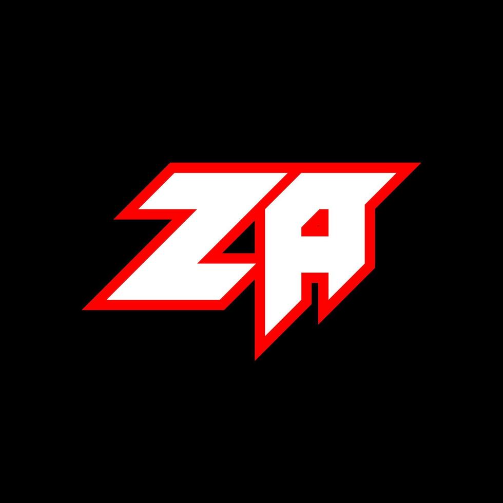 ZA logo design, initial ZA letter design with sci-fi style. ZA logo for game, esport, Technology, Digital, Community or Business. Z A sport modern Italic alphabet font. Typography urban style fonts vector