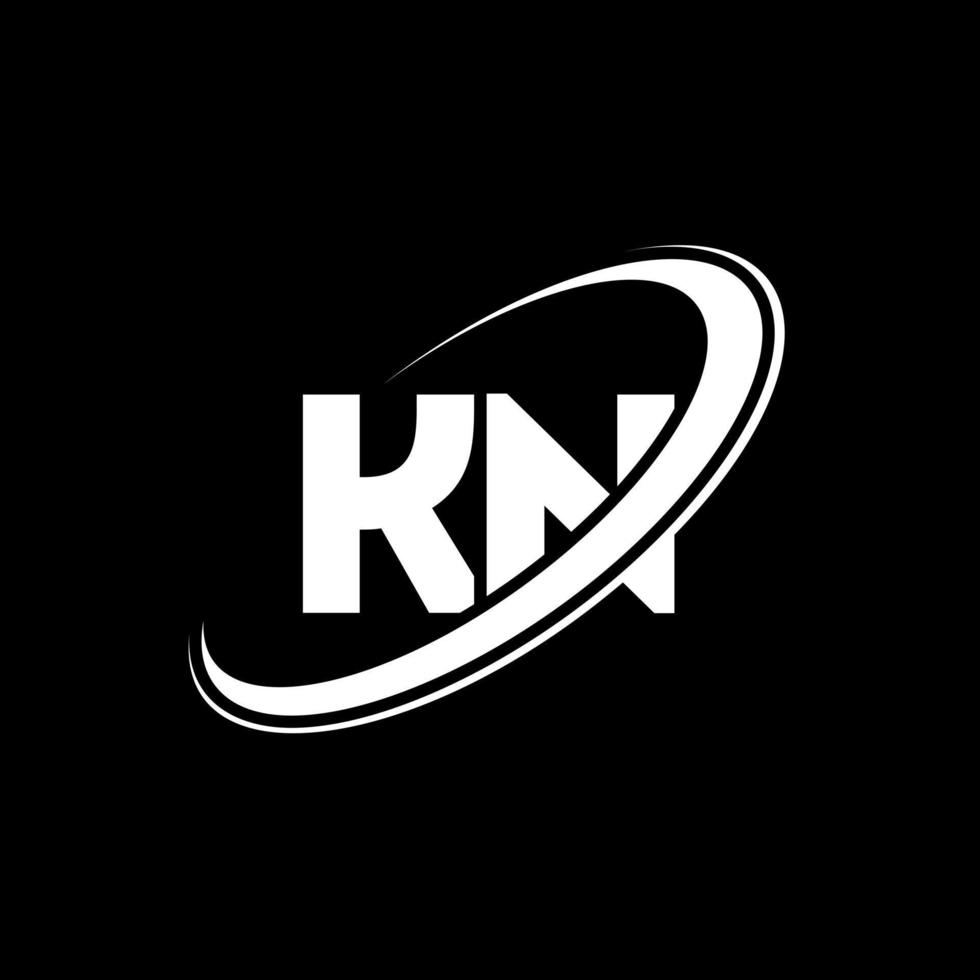 diseño del logotipo de la letra kn kn. letra inicial kn círculo vinculado en mayúsculas logo monograma rojo y azul. logotipo kn, diseño kn. kn, kn vector