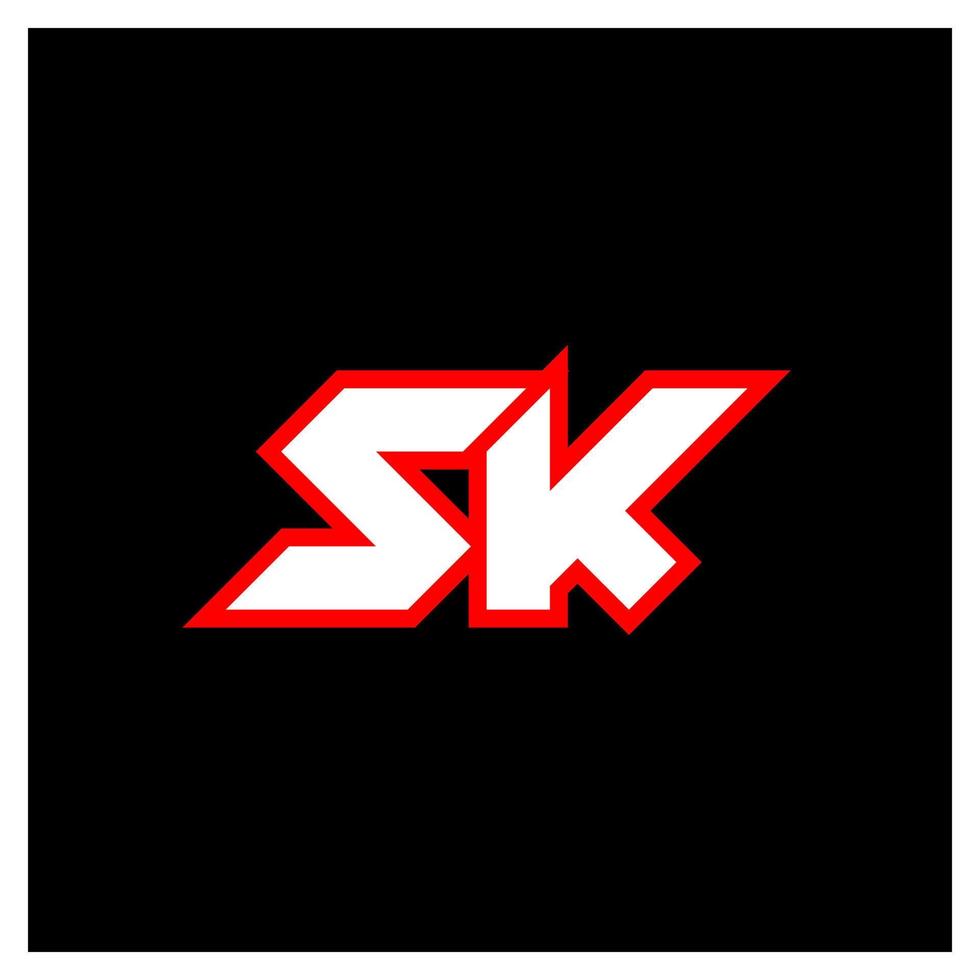 SK logo design, initial SK letter design with sci-fi style. SK logo for game, esport, Technology, Digital, Community or Business. S K sport modern Italic alphabet font. Typography urban style fonts. vector