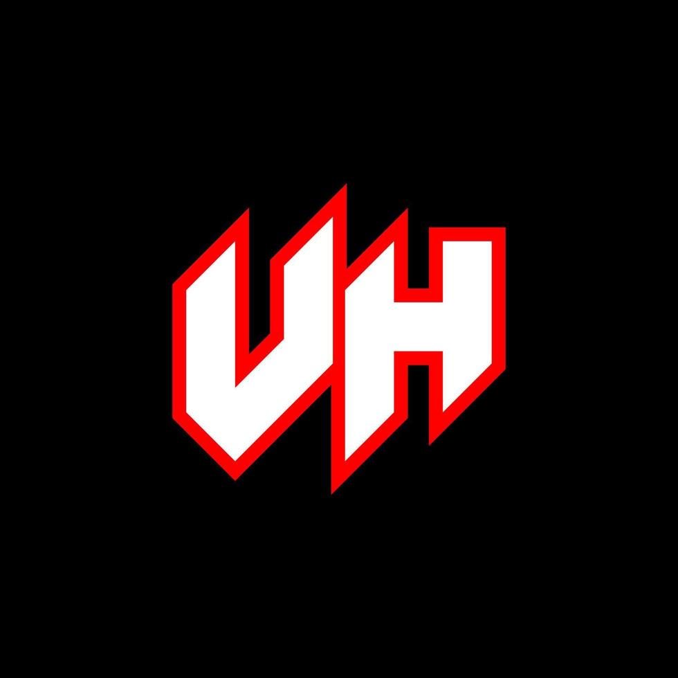 Diseño de logotipo vh, diseño de letra vh inicial con estilo de ciencia ficción. logotipo vh para juegos, deportes, tecnología, digital, comunidad o negocios. fuente de alfabeto cursiva moderna vh sport. fuentes tipográficas de estilo urbano. vector