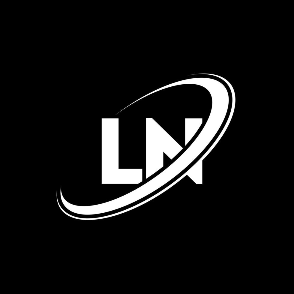 LN L N letter logo design. Initial letter LN linked circle uppercase monogram logo red and blue. LN logo, L N design. ln, l n vector