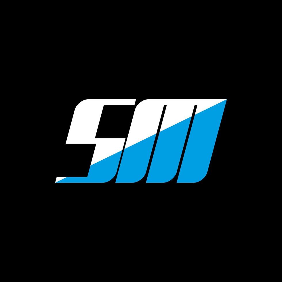 SM letter logo design on black background. SM creative initials letter logo concept. SM icon design. SM white and blue letter icon design on black background. S M vector