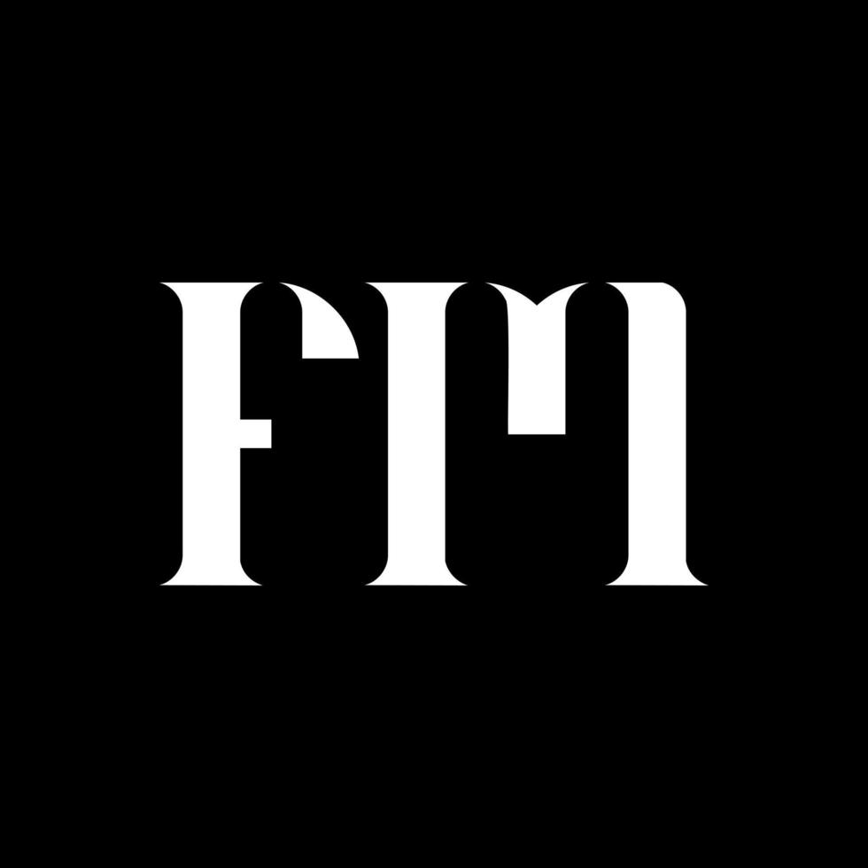 FM F M letter logo design. Initial letter FM uppercase monogram logo white color. FM logo, F M design. FM, F M vector