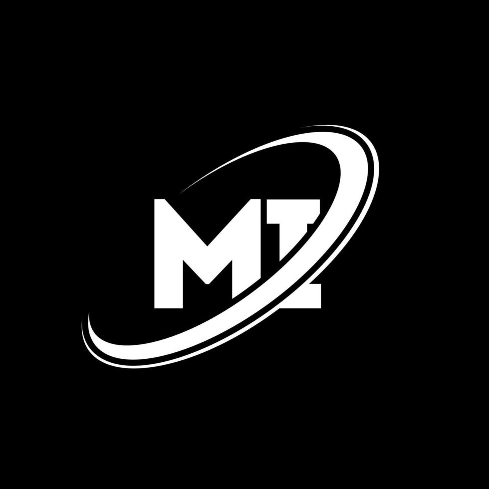 MI M I letter logo design. Initial letter MI linked circle uppercase monogram logo red and blue. MI logo, M I design. mi, m i vector