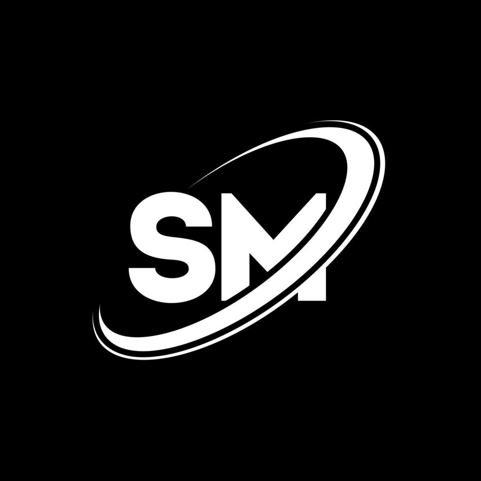 diseño del logotipo de la letra sm sm. letra inicial sm círculo vinculado en mayúsculas logo monograma rojo y azul. logotipo SM, diseño SM. SM, SM vector