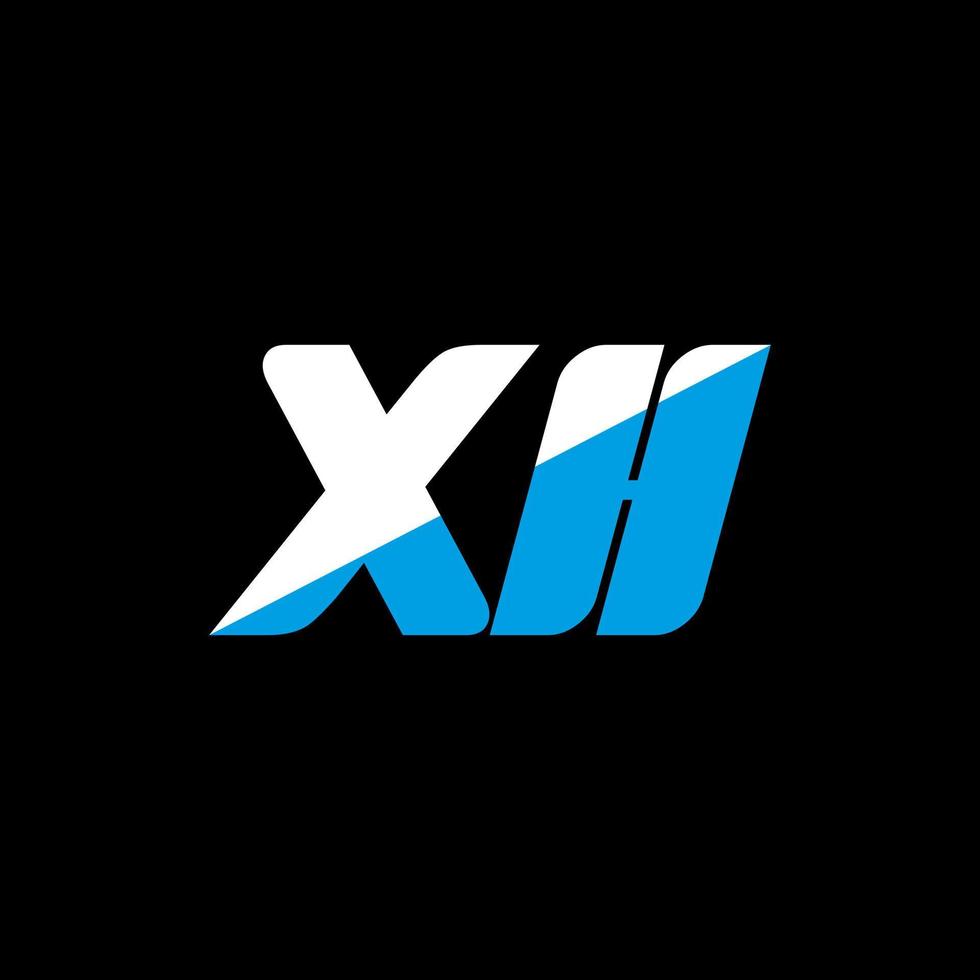 XH letter logo design on black background. XH creative initials letter logo concept. XH icon design. XH white and blue letter icon design on black background. X H vector