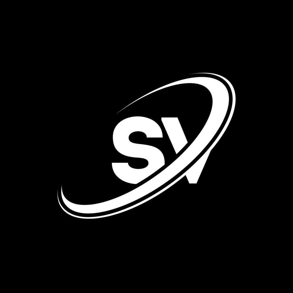 SV S V letter logo design. Initial letter SV linked circle uppercase monogram logo red and blue. SV logo, S V design. sv, s v vector