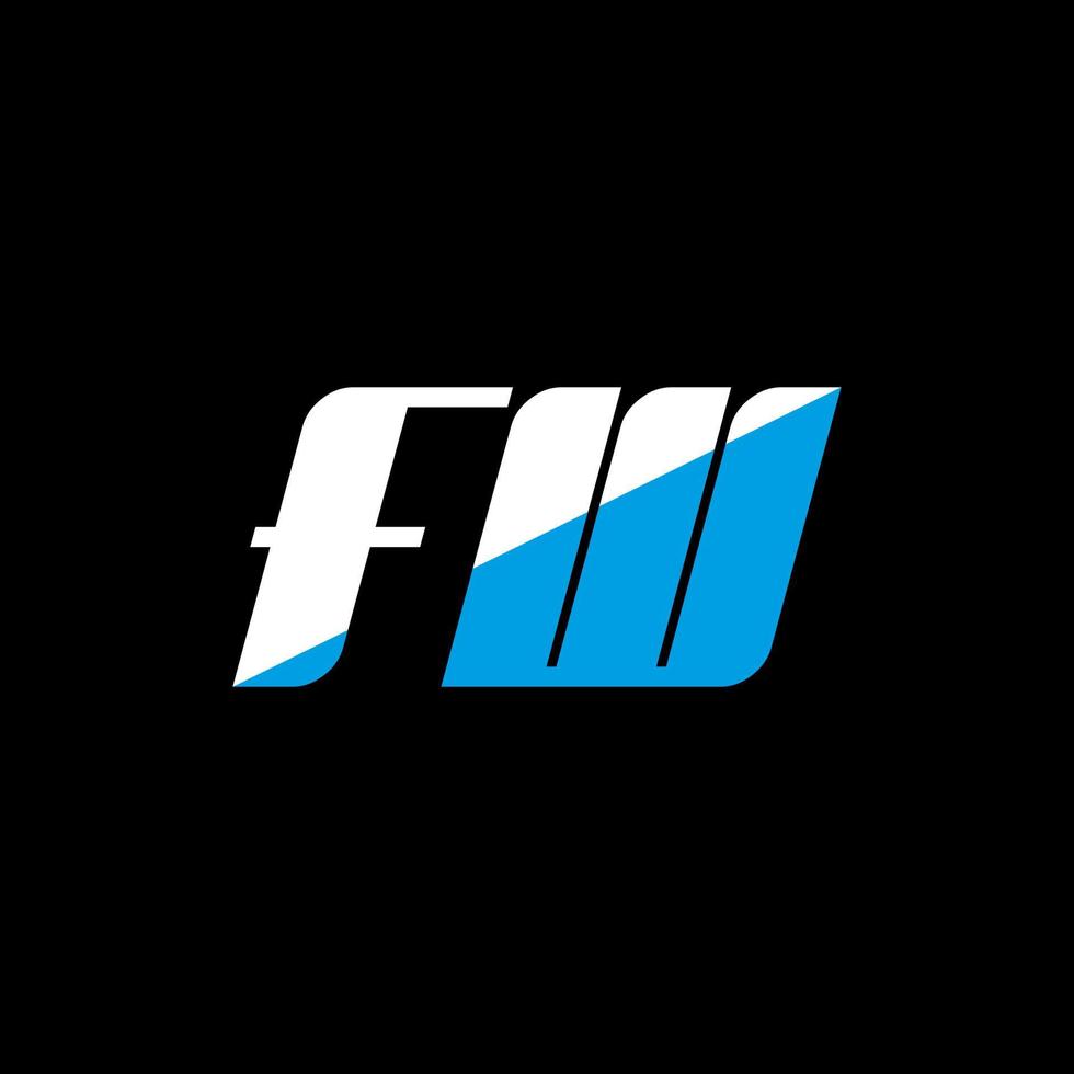 FW letter logo design on black background. FW creative initials letter logo concept. fw icon design. FW white and blue letter icon design on black background. F W vector