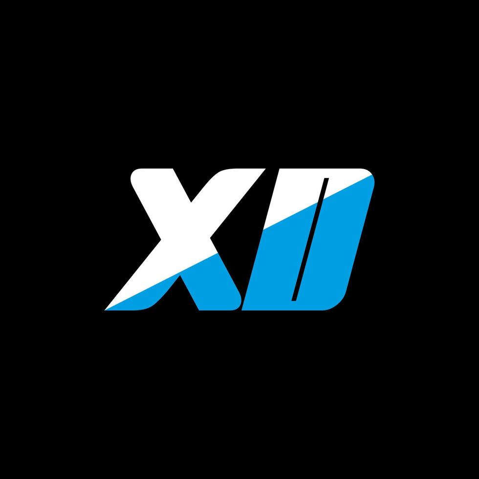 XD letter logo design on black background. XD creative initials letter logo concept. XD icon design. XD white and blue letter icon design on black background. X D vector