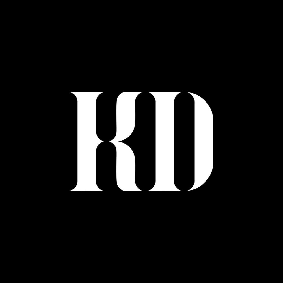 KD K D letter logo design. Initial letter KD uppercase monogram logo white color. KD logo, K D design. KD, K D vector