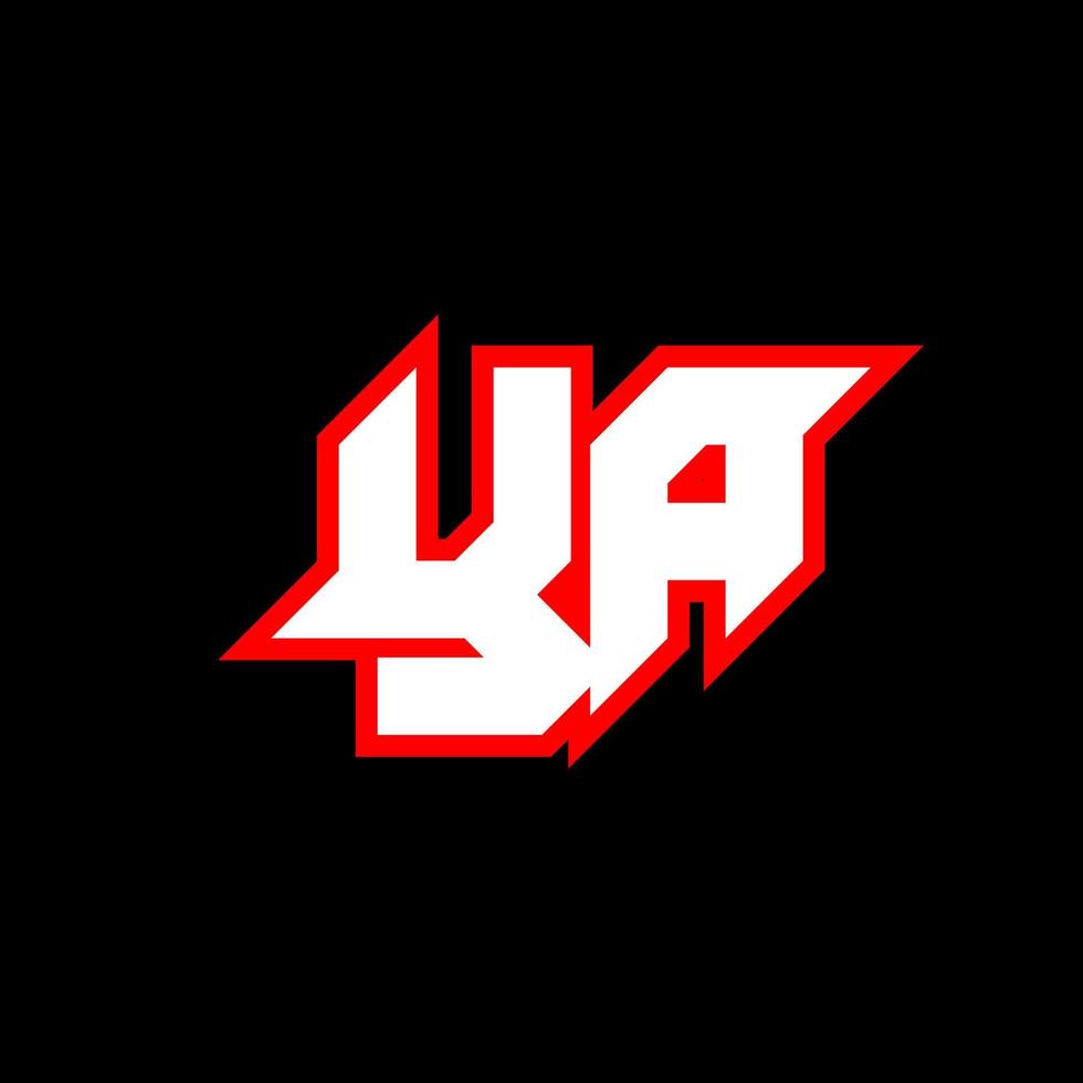 YA logo design, initial YA letter design with sci-fi style. YA logo for game, esport, Technology, Digital, Community or Business. Y A sport modern Italic alphabet font. Typography urban style fonts. vector