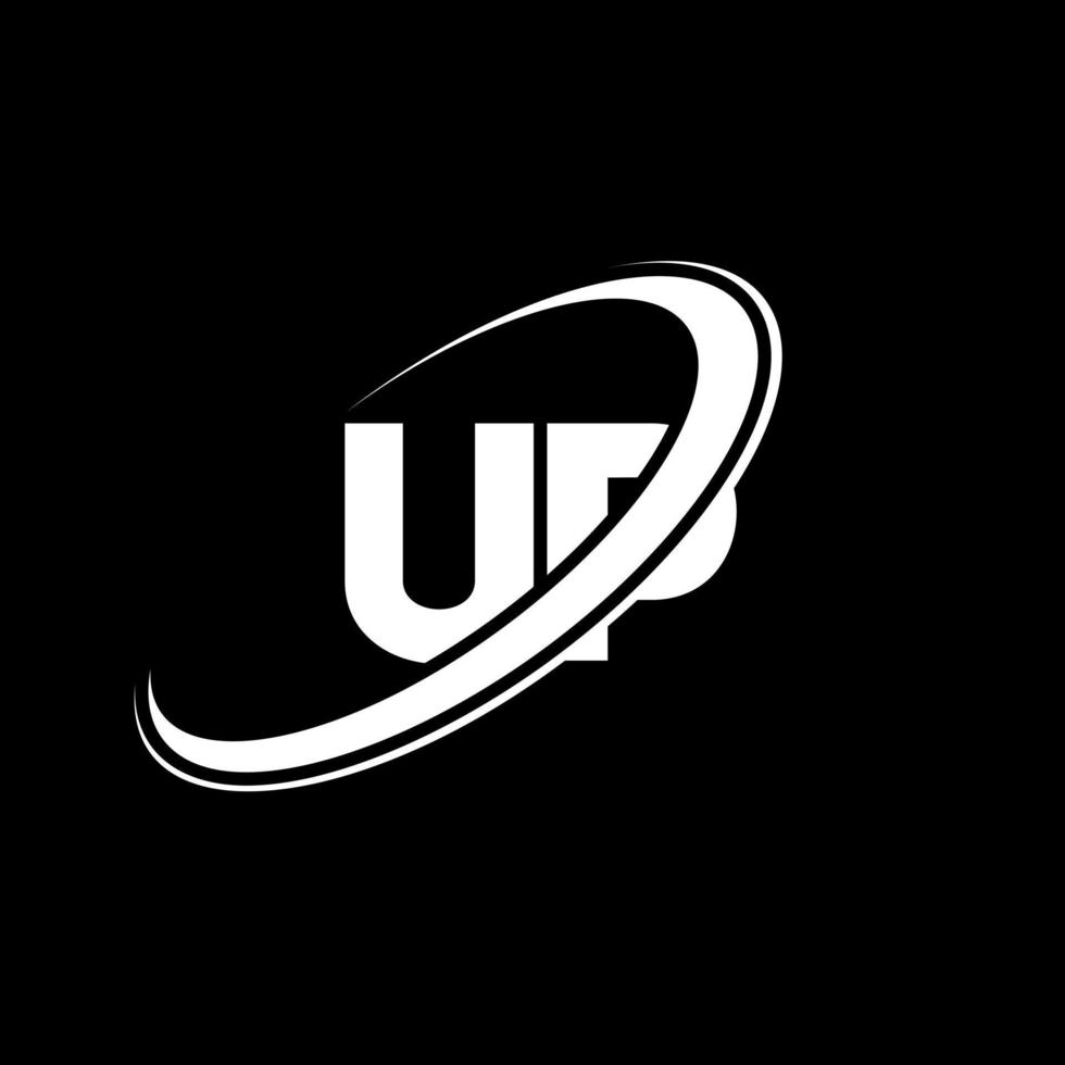 UP U P letter logo design. Initial letter UP linked circle uppercase monogram logo red and blue. UP logo, U P design. up, u p vector