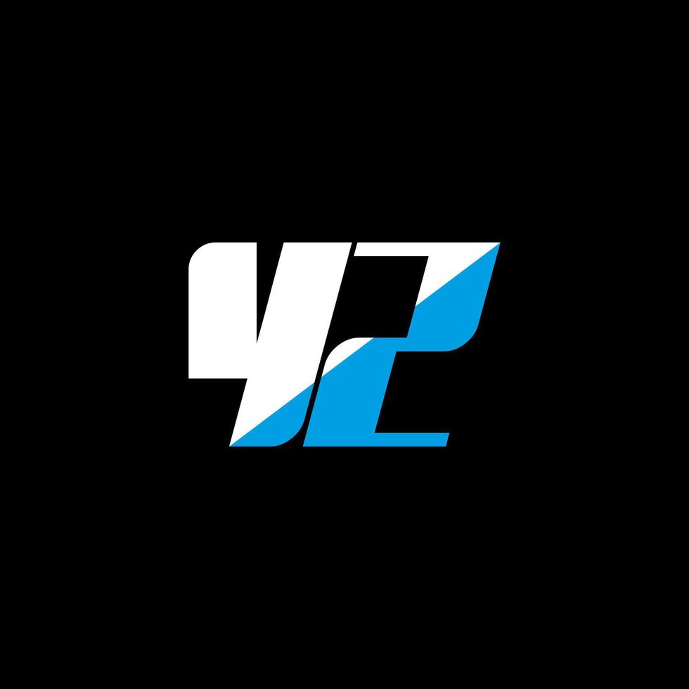 YZ letter logo design on black background. YZ creative initials letter logo concept. YZ icon design. YZ white and blue letter icon design on black background. Y Z vector