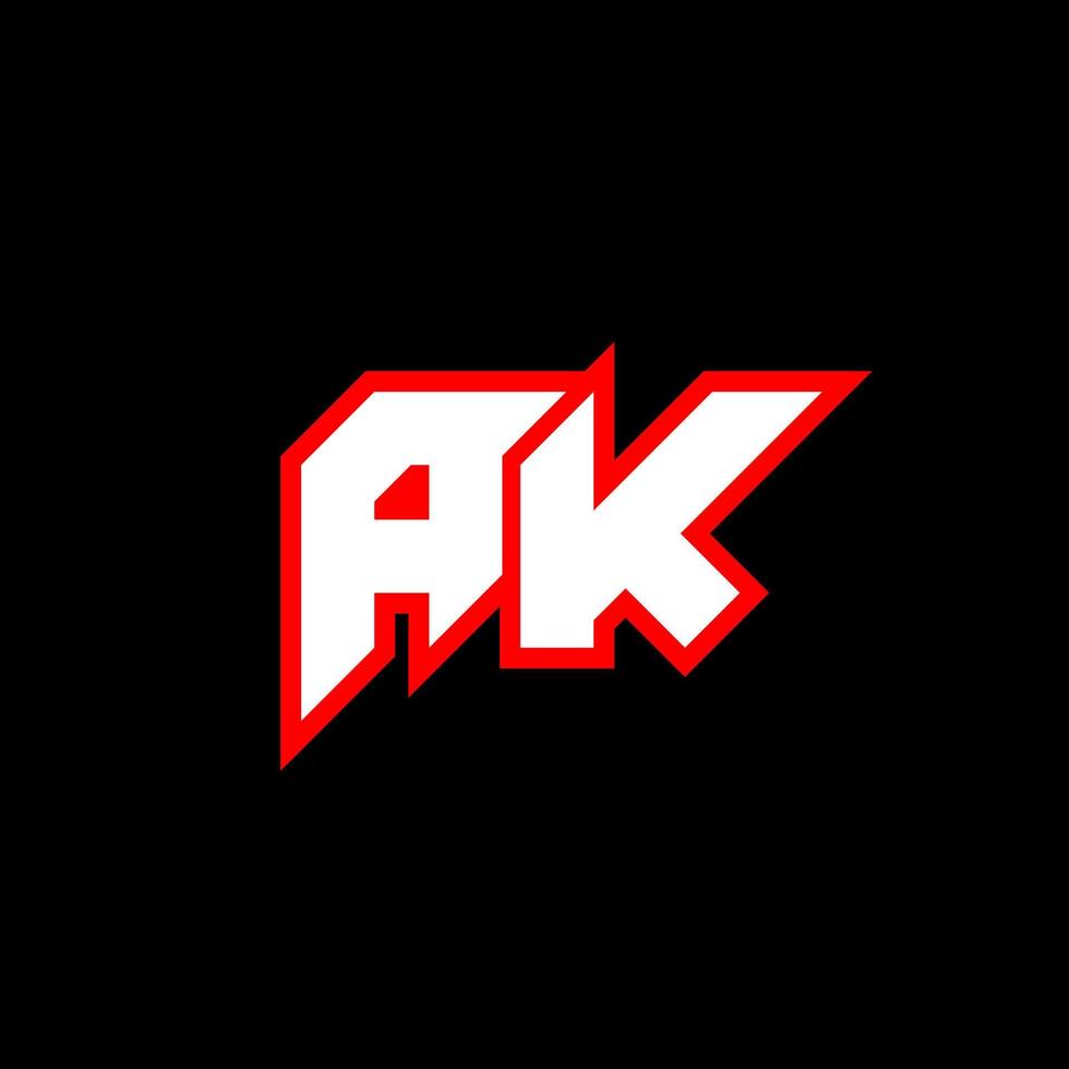 diseño del logotipo de la letra AK sobre fondo negro. concepto de logotipo de letra de iniciales creativas ak. diseño de icono de AK. ak diseño de icono de letra blanca y roja sobre fondo negro. Alaska vector