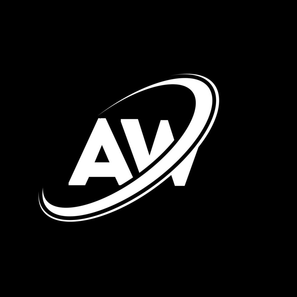 diseño del logotipo de la letra aw aw. letra inicial aw círculo vinculado en mayúsculas logotipo del monograma rojo y azul. logotipo de aw, diseño de aw. ay ay vector