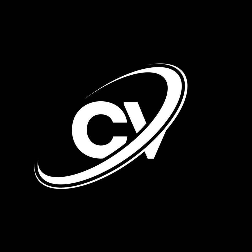 diseño del logotipo de la letra cv cv. letra inicial cv círculo vinculado en mayúsculas logo monograma rojo y azul. logotipo cv, diseño cv. currículum vitae vector