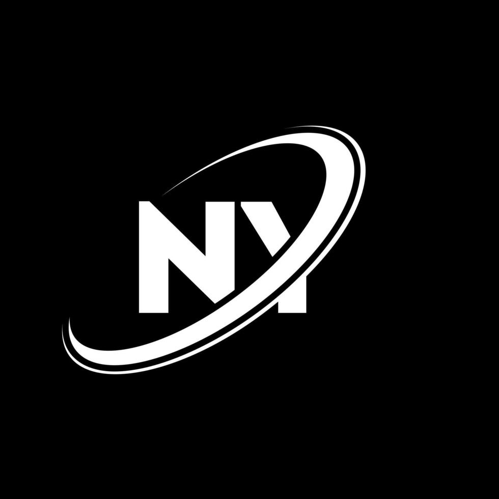 NY N Y letter logo design. Initial letter NY linked circle uppercase monogram logo red and blue. NY logo, N Y design. ny, n y vector