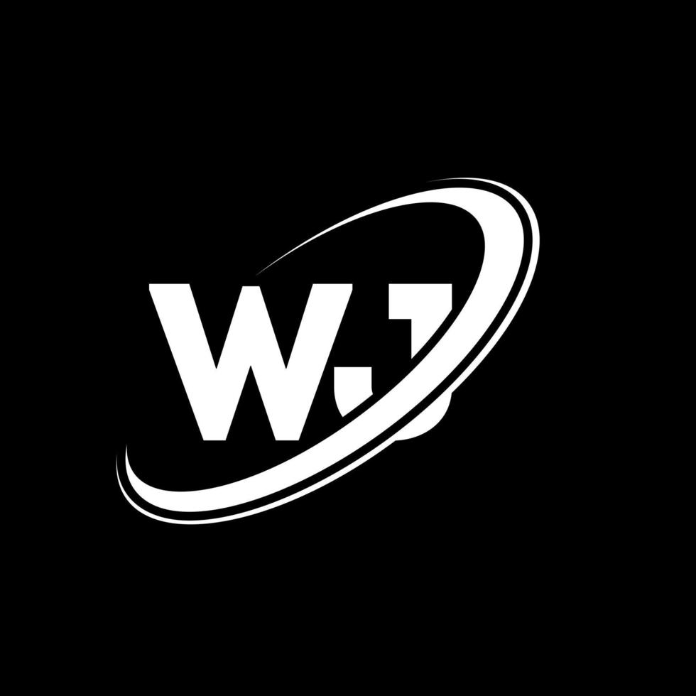 diseño del logotipo de la letra wj wj. letra inicial wj círculo vinculado en mayúsculas logo monograma rojo y azul. logotipo wj, diseño wj. wj, wj vector