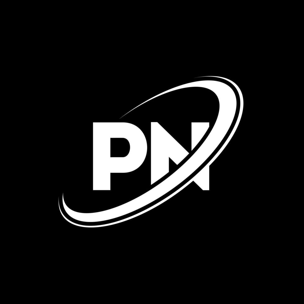 diseño del logotipo de la letra pn pn. letra inicial pn círculo vinculado en mayúsculas logotipo del monograma rojo y azul. logotipo pn, diseño pn. pn, pn vector