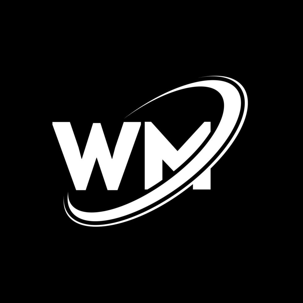 diseño del logotipo de la letra wm wm. letra inicial wm círculo vinculado en mayúsculas logotipo del monograma rojo y azul. logotipo de wm, diseño de wm. wm, wm vector