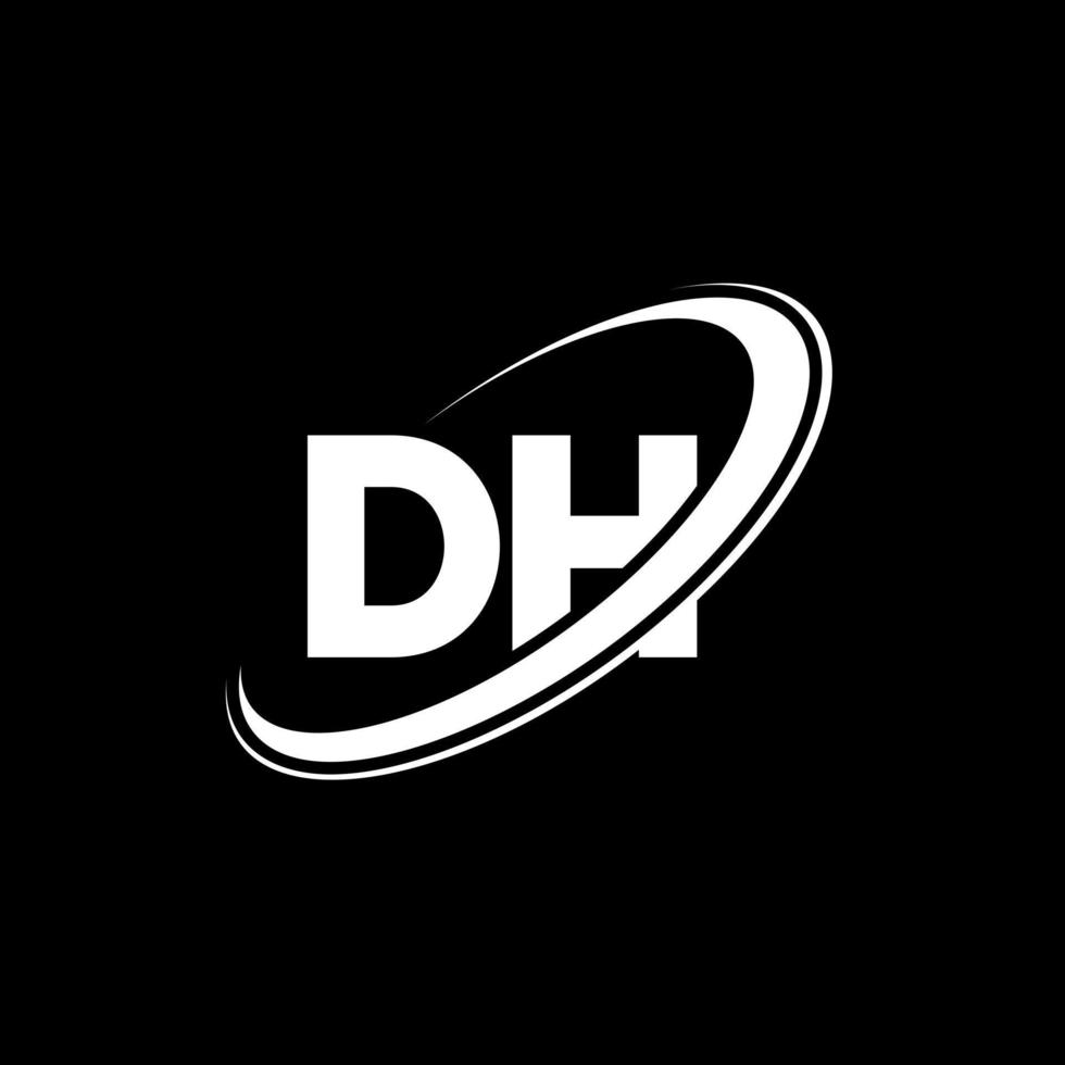 DH D H letter logo design. Initial letter DH linked circle uppercase monogram logo red and blue. DH logo, D H design. dh, d h vector