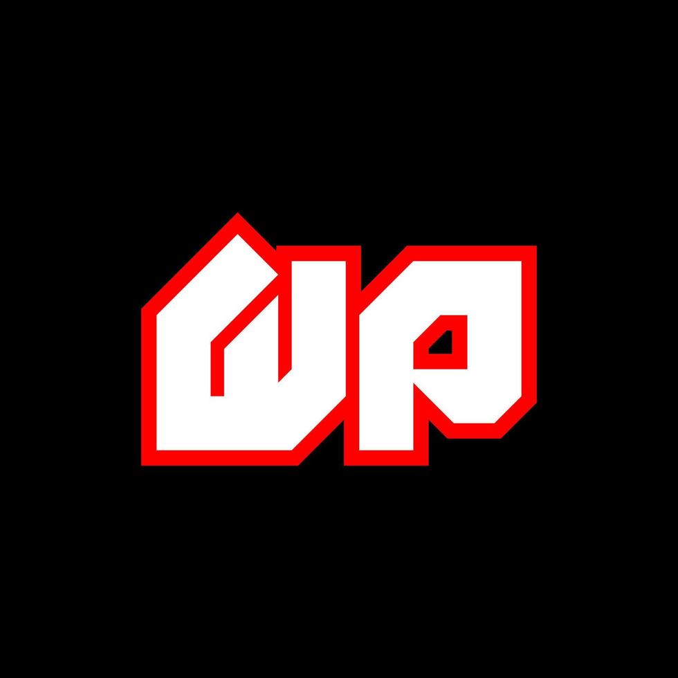 WP logo design, initial WP letter design with sci-fi style. WP logo for game, esport, Technology, Digital, Community or Business. W P sport modern Italic alphabet font. Typography urban style fonts. vector