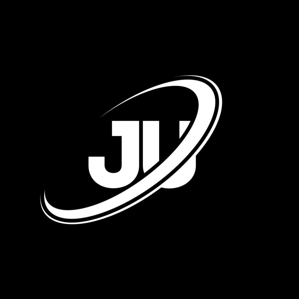 diseño del logotipo de la letra ju ju. letra inicial ju círculo vinculado en mayúsculas logo monograma rojo y azul. logotipo ju, diseño ju. ju, ju vector